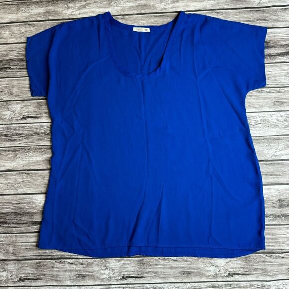 Soprano Women's Bright Blue Blouse Top Shirt M Med Medium Lightweight Unlined - Picture 3 of 10